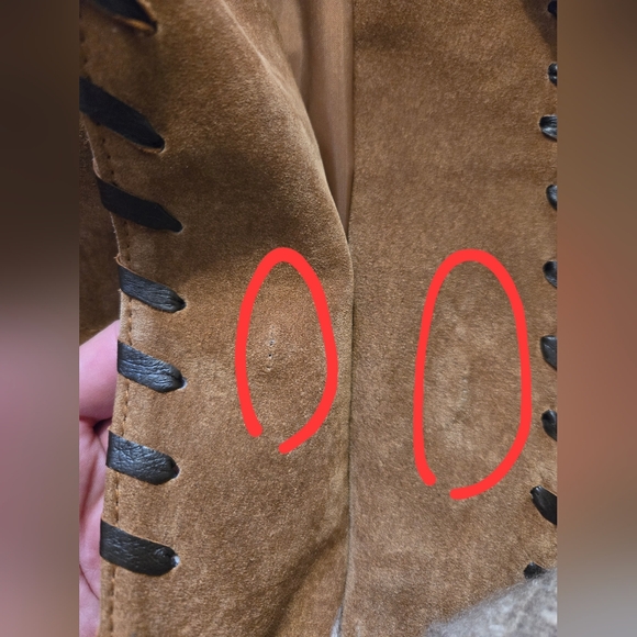 Wear On Earth brand. Leather jacket/ blazer. Size Med. 2 pockets. Metal button. - Picture 12 of 13